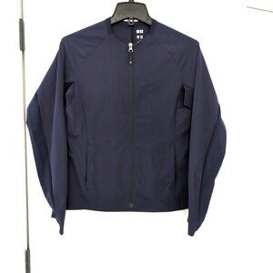 EUC Uniqlo Women's Lightweight Collarless Jacket Size S Navy Stretch